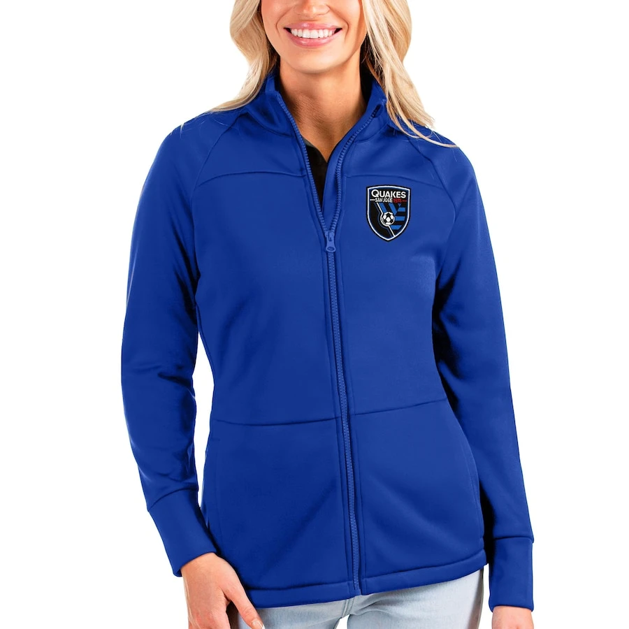 San Jose Earthquakes Antigua Women's Links Full-Zip Golf Jacket - Royal 1 San Jose Earthquakes Antigua Women's Links Full-Zip Golf Jacket - Royal