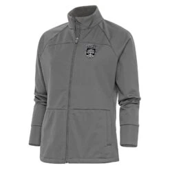 Austin FC Antigua Women's Brushed Metallic Logo Links Full-Zip Golf Jacket - Steel