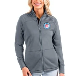Chicago Fire Antigua Women's Links Full-Zip Golf Jacket - Steel
