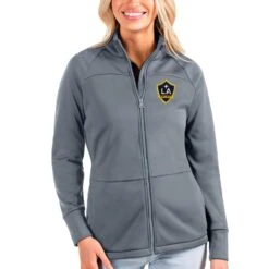 LA Galaxy Antigua Women's Links Full-Zip Golf Jacket - Steel