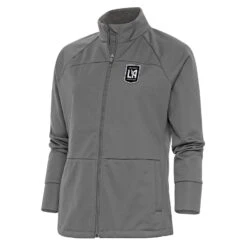 LAFC Antigua Women's Brushed Metallic Logo Links Full-Zip Golf Jacket - Steel