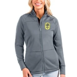 Nashville SC Antigua Women's Links Full-Zip Golf Jacket - Steel
