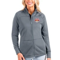New York Red Bulls Antigua Women's Links Full-Zip Golf Jacket - Steel