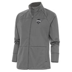 Seattle Sounders FC Antigua Women's Brushed Metallic Logo Links Full-Zip Golf Jacket - Steel